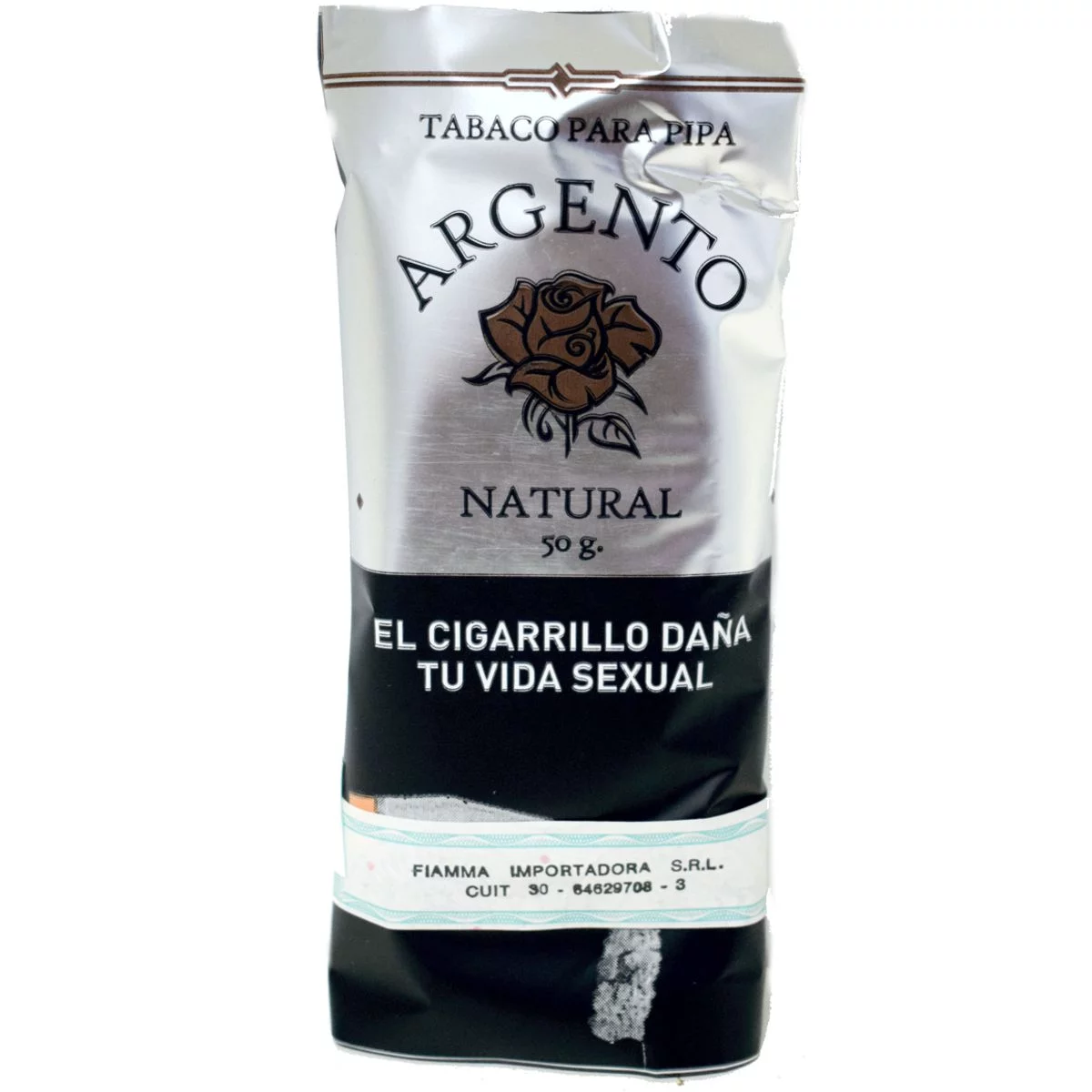 Tabaco Argento Natural 50 g para pipa, frente del pouch