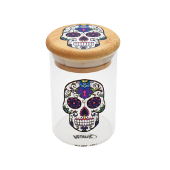 CONTENEDOR AL VACIO DE VIDRIO C/ TAPA DE BAMBOO CATRINA CALAVERA ATOMIC