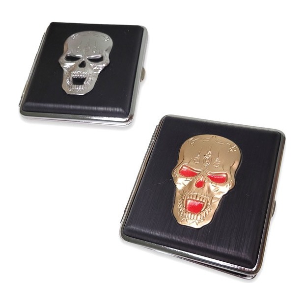 Cigarrera de Metal Calavera en Relieve 444051